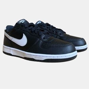 NEW Nike Big Low Leather Sneakers Men's 8 Black White Athletic Shoes Streetwear